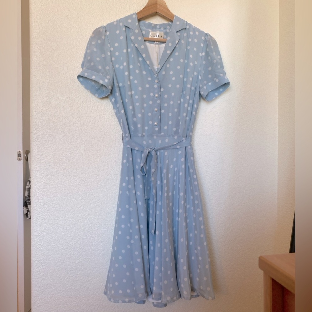 Gaala Paris Belle Silk Polka Dot Dress NWT
